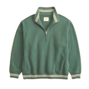 ABERCROMBIE & FITCH Essential Vintage Sunday Half-Zip Pullover in Green (Large)
